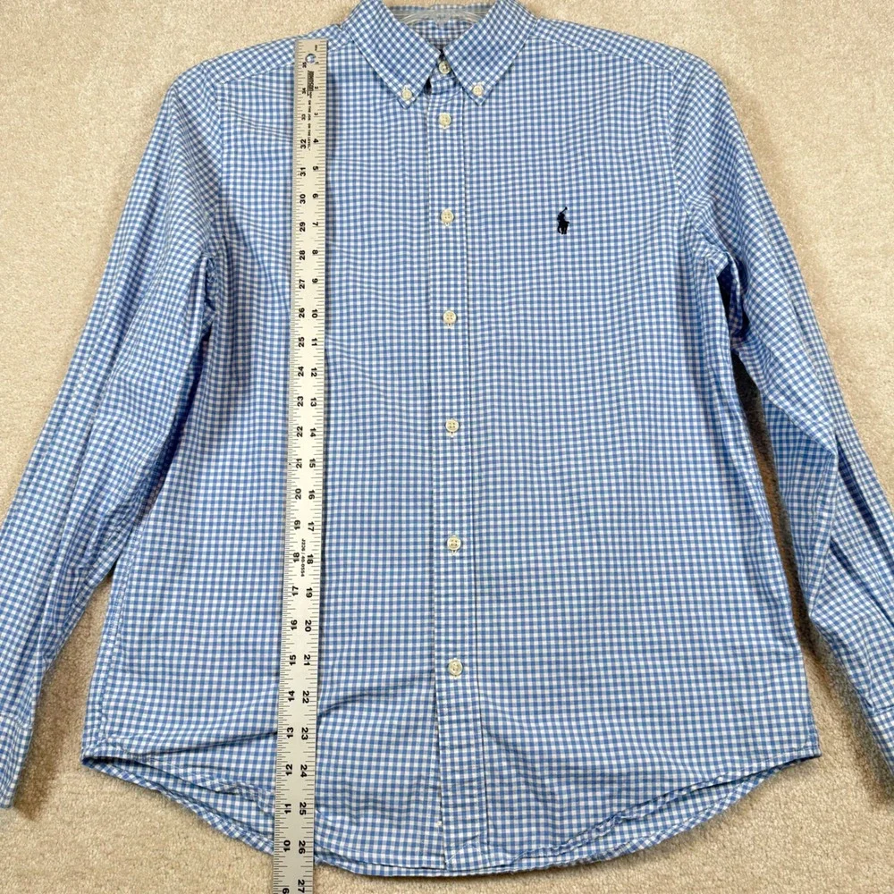 Ralph Lauren Kids XL Button Down Shirt Blue White‎ Gingham Check Natural Stretch
